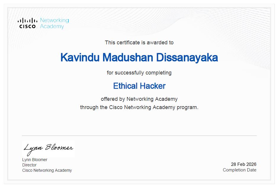 CISCO Ethical Hacking Certificate