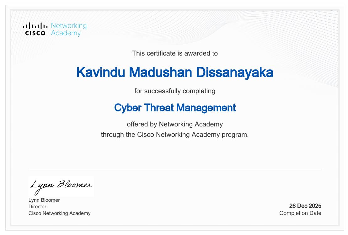CISCO Cyber Threat Management Certificate