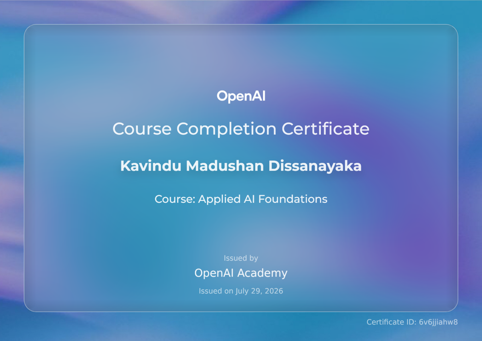 OpenAI Applied AI Foundations Certificate