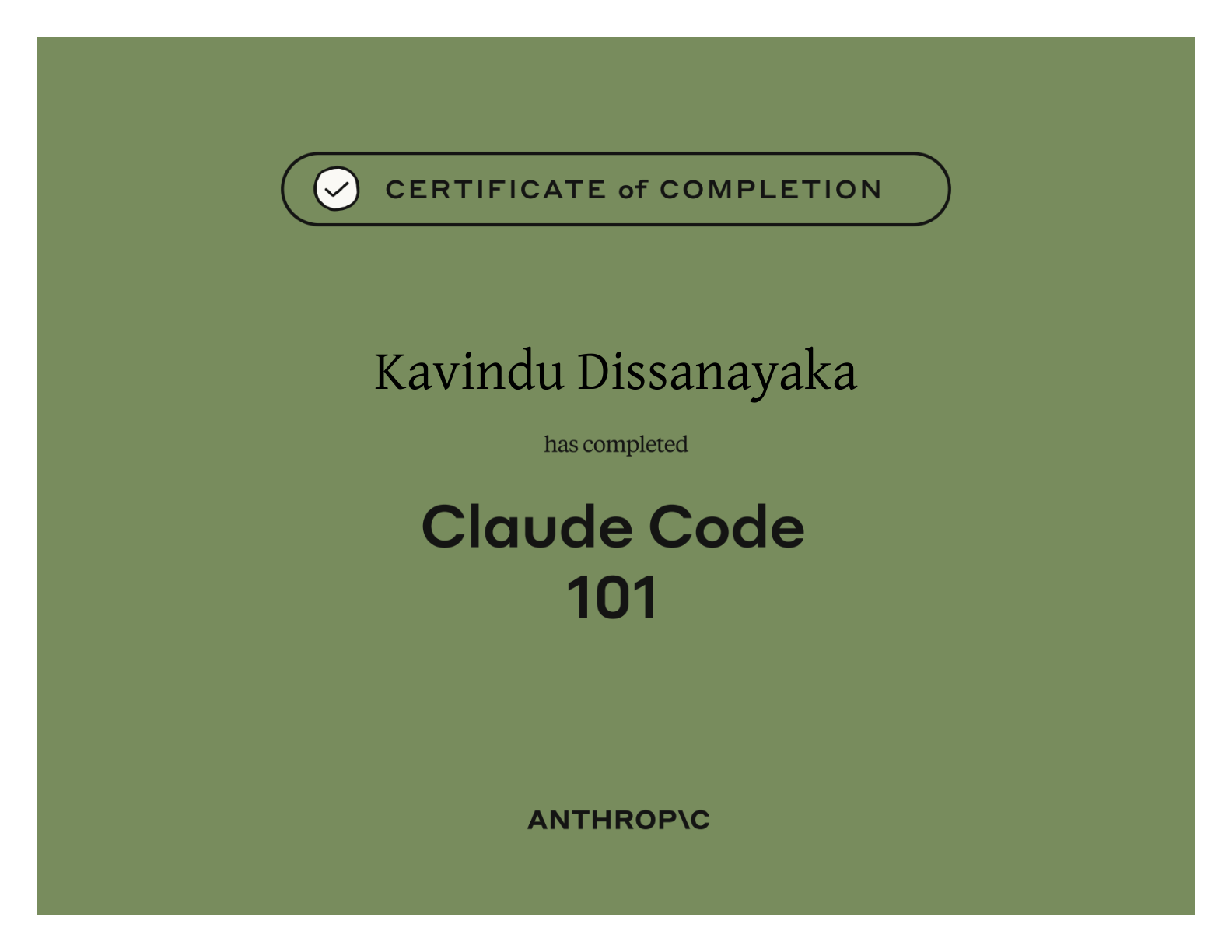 Anthropic Claude Code 101 Certificate