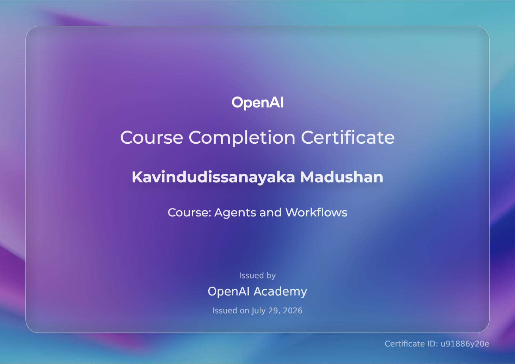 OpenAI Agents and Workflows Certificate