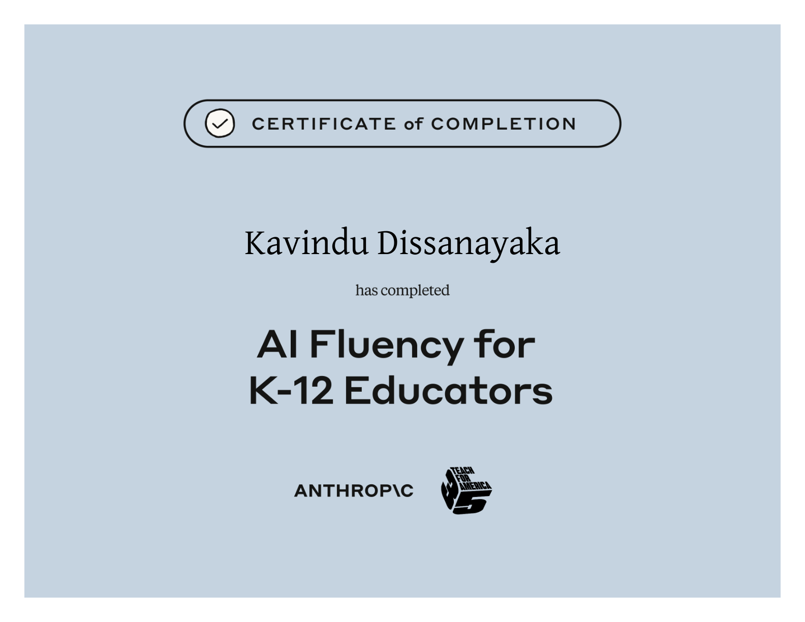 Anthropic AI Fluency for Students Certificate