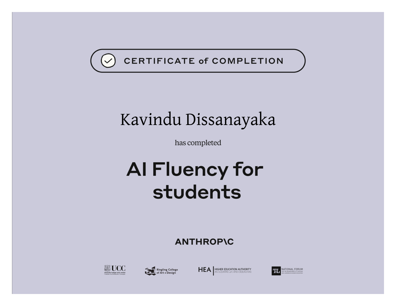 Anthropic AI Fluency for Educators Certificate